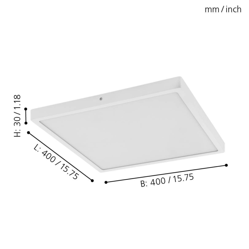 Eglo - Lámpara de techo LED 1xLED/25W/230V blanca cuadrada 2500 lm 40x40 cm