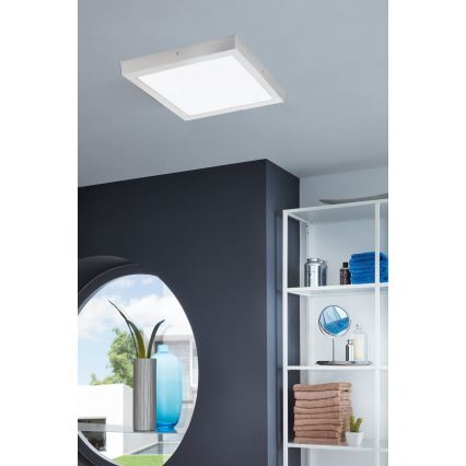 Eglo - Luminaria de techo LED 1xLED/25W/230V, plateada, cuadrada 40x40 cm