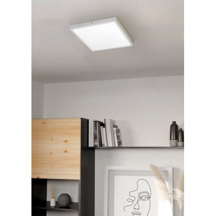 Eglo - Plafón LED 25W/230V, blanco, cuadrado, 4000K, 40x40 cm