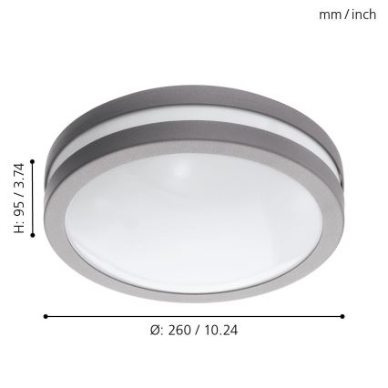 Eglo - Lámpara de baño LED regulable LOCANA-C LED/14W gris IP44