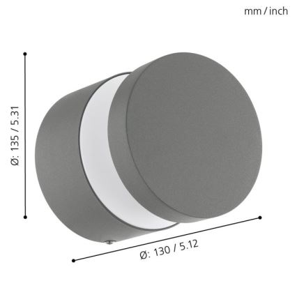 Eglo 97301 - Aplique LED de pared para exteriores MELZO LED/11W/230V gris IP65
