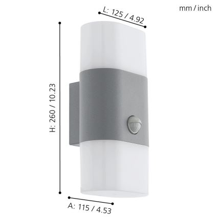 Eglo 97313 - Aplique LED exterior con sensor FAVRIA 1 2xLED/5,5W/230V