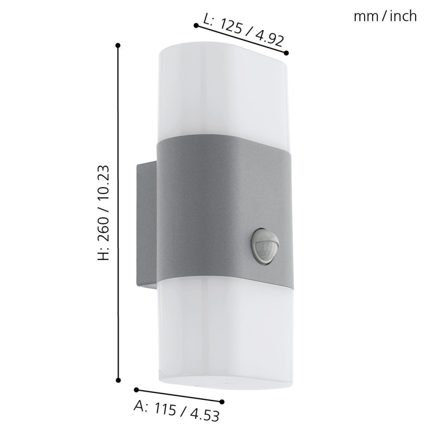 Eglo 97313 - Aplique LED exterior con sensor FAVRIA 1 2xLED/5,5W/230V