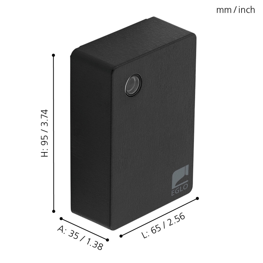 Eglo - Interruptor crepuscular 2-100 lux negro IP44