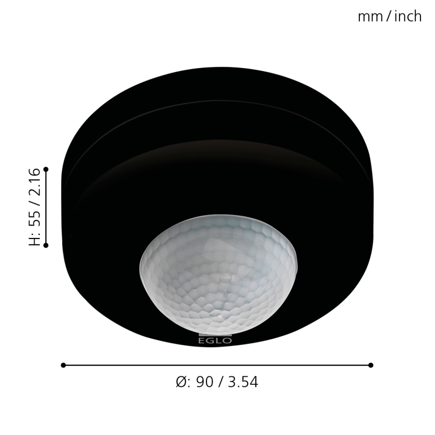 Eglo - Sensor de movimiento para exteriores 12 m negro IP44