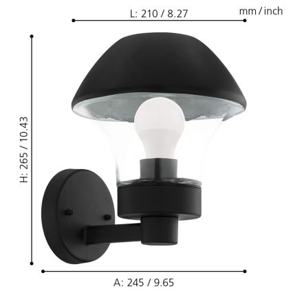 Eglo 97446 - Aplique LED regulable de exterior VERLUCCA-C 1xE27/9W/230V IP44 Bluetooth