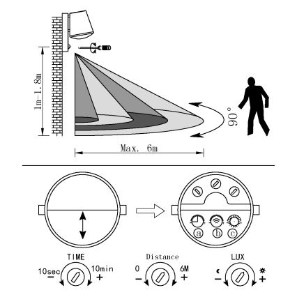 Eglo 97453 - Aplique de pared exterior con sensor CALDIERO, 1xE27/10W/230V, IP44