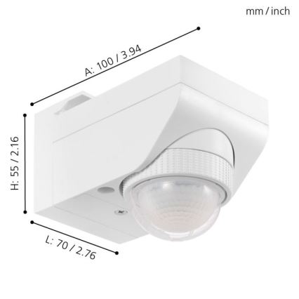 Eglo 97466 - Sensor de movimiento exterior DETECT ME 4 12 m blanco IP44