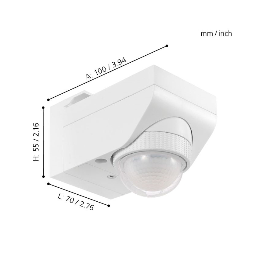 Eglo 97466 - Sensor de movimiento exterior DETECT ME 4 12 m blanco IP44