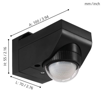 Eglo - Sensor de movimiento exterior 12 m negro IP44