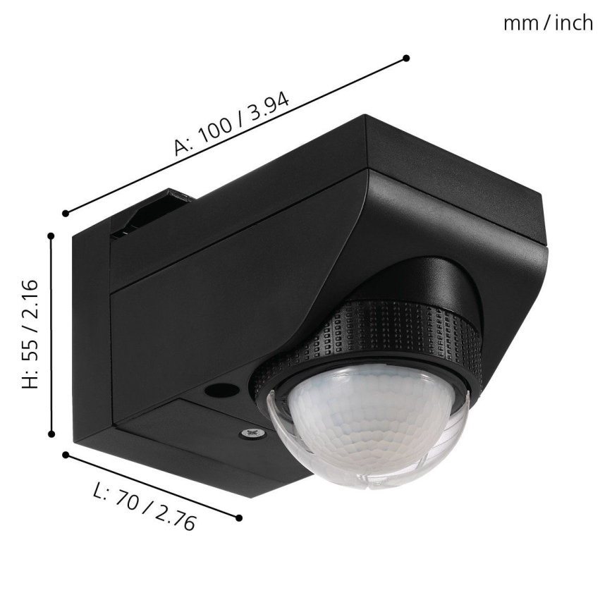 Eglo - Sensor de movimiento exterior 12 m negro IP44