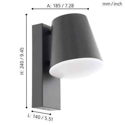 Eglo 97482 - Aplique de pared LED regulable para exterior CALDIERO-C 1xE27/9W/230V IP44