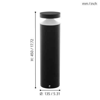 Eglo - LED Lámpara exterior LED/11W/230V negro 450 mm IP44
