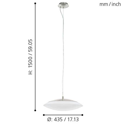 Eglo 97812 - Lámpara colgante LED RGB regulable con cable FRATTINA-C 1xLED/27W/230V