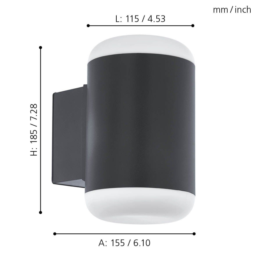 Eglo 97844 - Aplique LED para exterior MERLITO LED/10W/230V IP44 negro