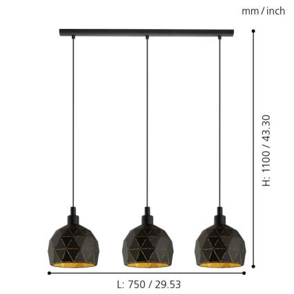 Eglo - Lámpara colgante 3xE14/40W/230V