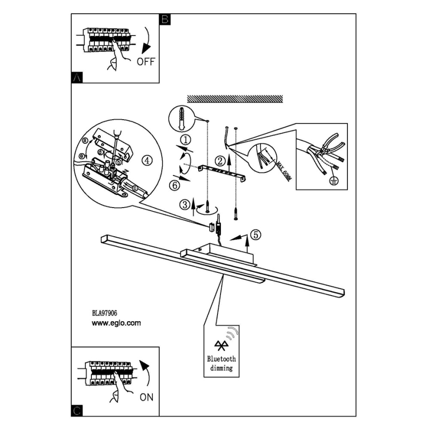 Eglo - Lámpara de techo LED RGB regulable de superficie FRAIOLI-C LED/34W/230V