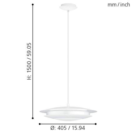 Eglo - Lámpara colgante LED RGB regulable con cable MONEVA-C LED/18W/230V