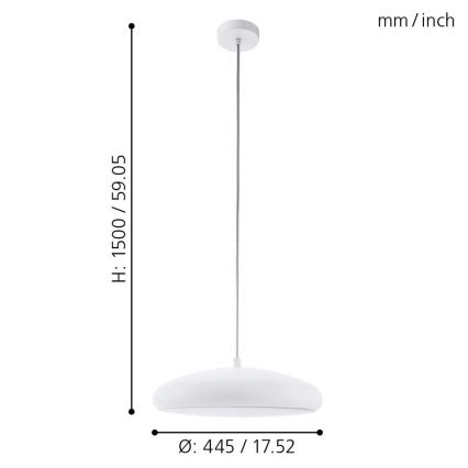 Eglo 98046 - Lámpara colgante LED RGB regulable con cable RIODEVA-C LED/27W/230V