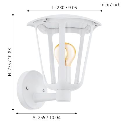 Eglo - Aplique de exterior 1xE27/60W/230V IP4blanco