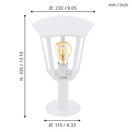 Eglo 98117 - Lámpara de exterior MONREALE 1xE27/60W/230V IP44 altura 335 blanco