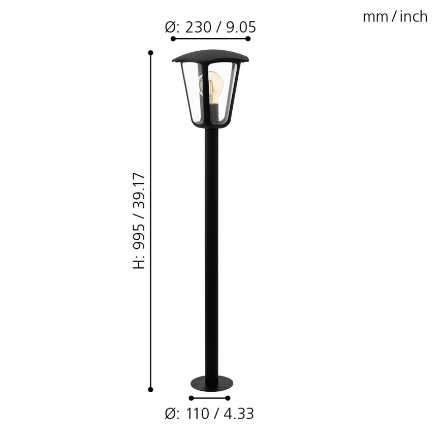 Eglo - Lámpara de exterior 1xE27/60W/230V IP4altura 995 negro