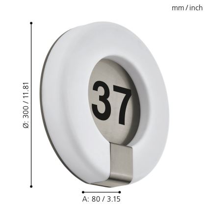 Eglo 98145 - Número de casa LED regulable MARCHESA-C LED/15W/230V IP44