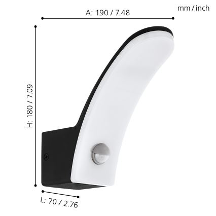 Eglo - Aplique LED exterior con sensor LED/11W/230V IP44
