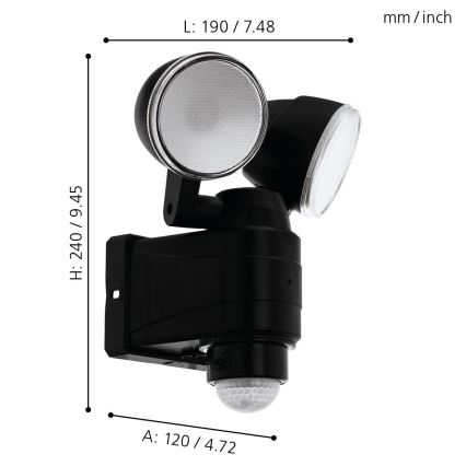 Eglo - Aplique LED exterior con sensor 2xLED/4W/4xLR1IP44