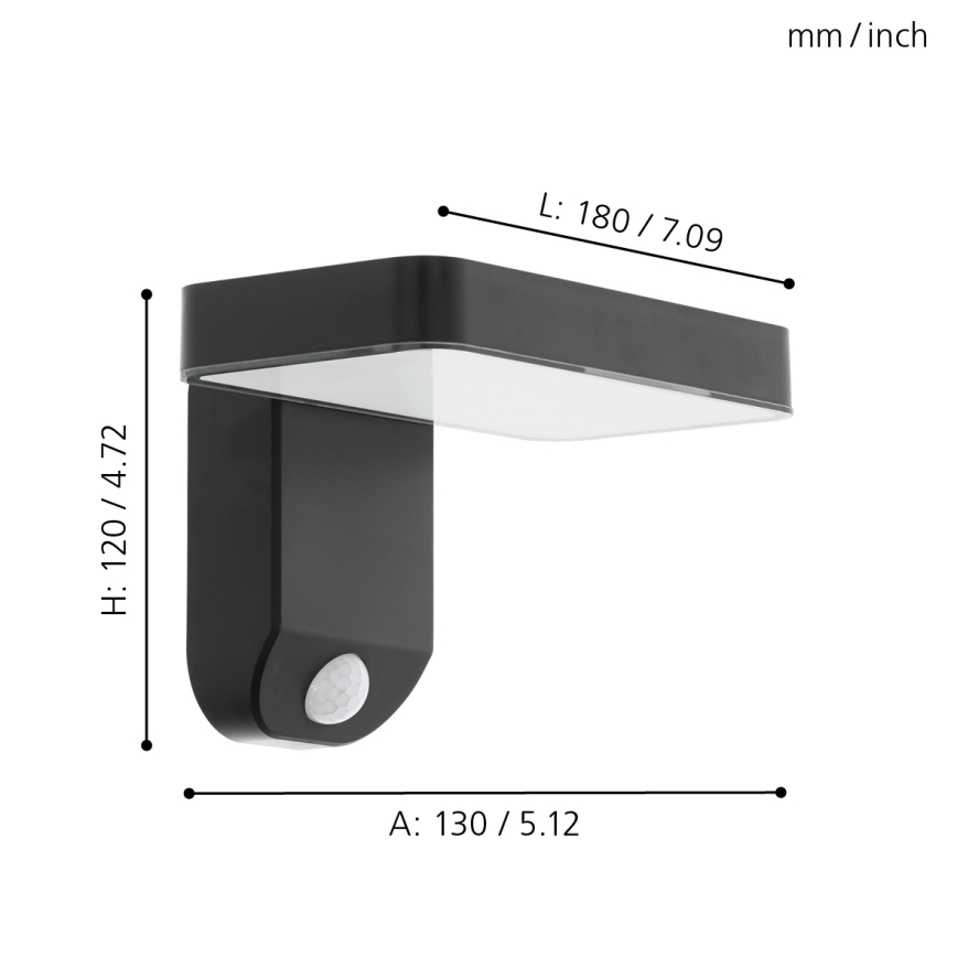 Eglo - Lámpara de Pared Solar LED con Sensor LED/4,5W/3,7V 2200 mAh IP44