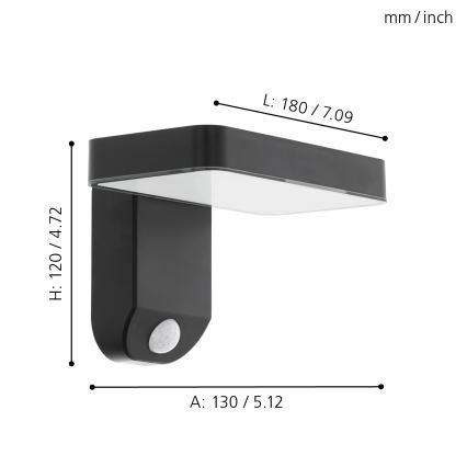 Eglo - Lámpara de pared solar LED con sensor LED/4,5W/3,7V 2200 mAh IP44