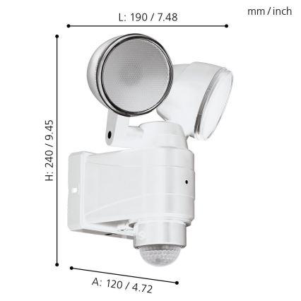 Eglo - Lámpara LED exterior con sensor 2xLED/4W/4xLR1 IP44