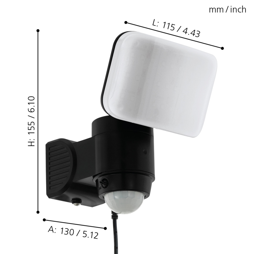 Eglo - Aplique LED solar con sensor LED/3,7V 1800 mAh IP44