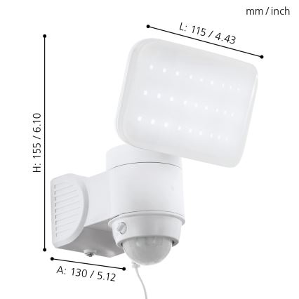 Eglo - Aplique LED solar con sensor LED/3,7V 1800 mAh IP44