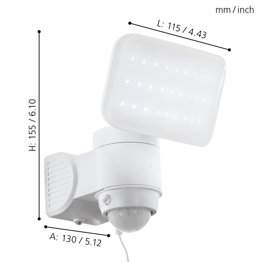 Eglo - Aplique LED solar con sensor LED/3,7V 1800 mAh IP44