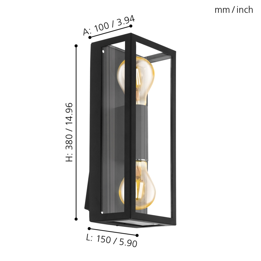 Eglo - Aplique de exterior 2xE27/60W/230V IP44