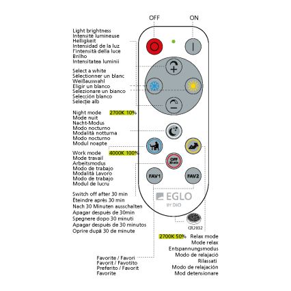 Eglo - LED Plafón regulable LED/20W/230V + control remoto