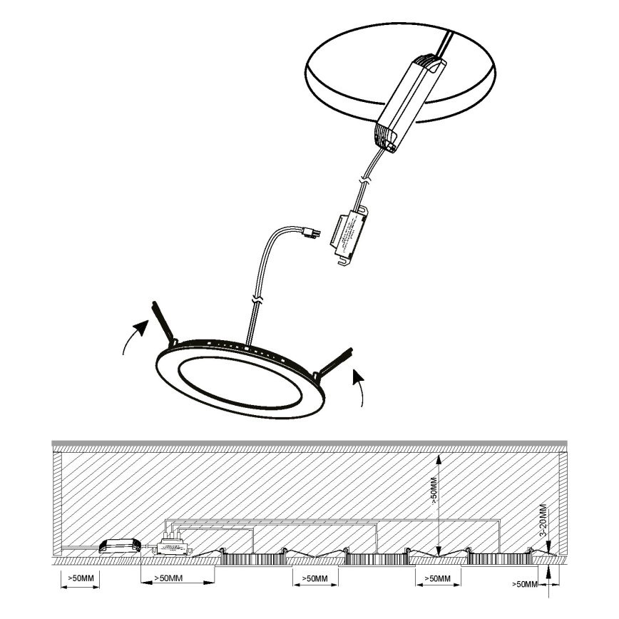 Eglo - Set de 3 luminarias empotrables LED para baño FUEVA 1xLED/2,8W/230V IP44, acabado cromado brillante, Ø 8,5 cm