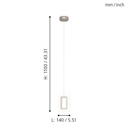 Eglo - Lámpara LED colgante LED/5,4W/230V