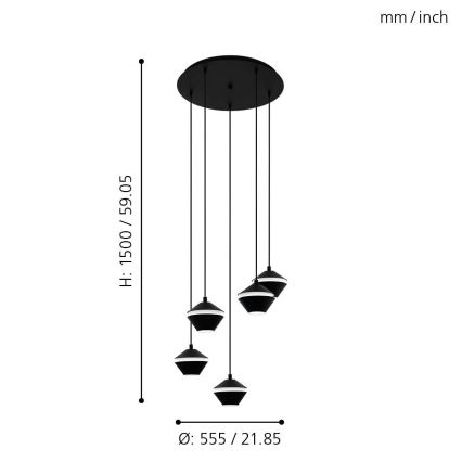Eglo - Lámpara LED colgante 5xGU10/5W/230V
