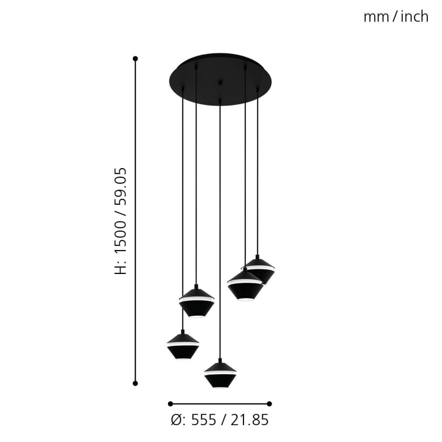 Eglo - Lámpara LED colgante 5xGU10/5W/230V