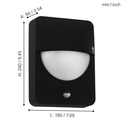 Eglo - Aplique exterior con sensor 1xE27/28W/230V IP44