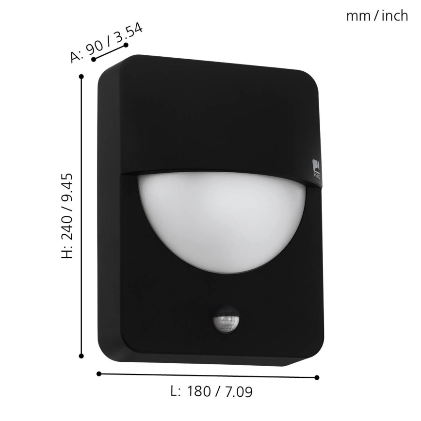 Eglo - Aplique exterior con sensor 1xE27/28W/230V IP44