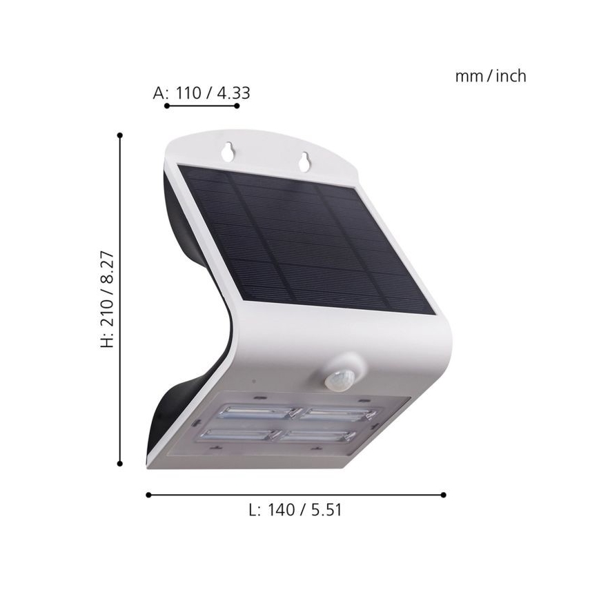 Eglo - Lámpara solar con sensor LED/3,2W/3,7V 2000 mAh IP54