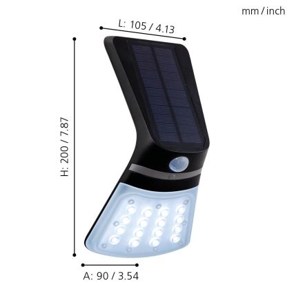 Eglo - Lámpara solar LED con sensor LED/2W/3,7V 1200 mAh IP44