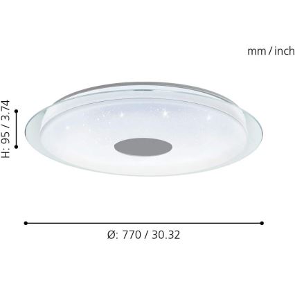 Eglo - Plafón LED RGB regulable LANCIANO-C LED/53W/230V + CR