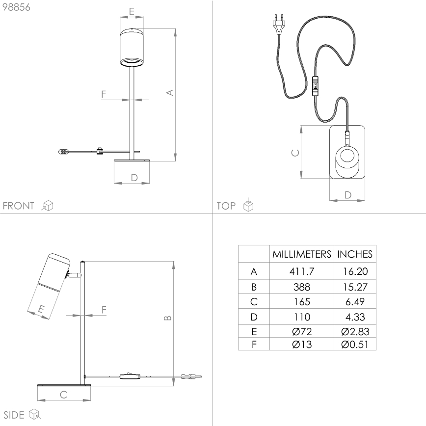 Eglo - Lámpara de mesa LED 1xGU10/4,5W/230V blanco
