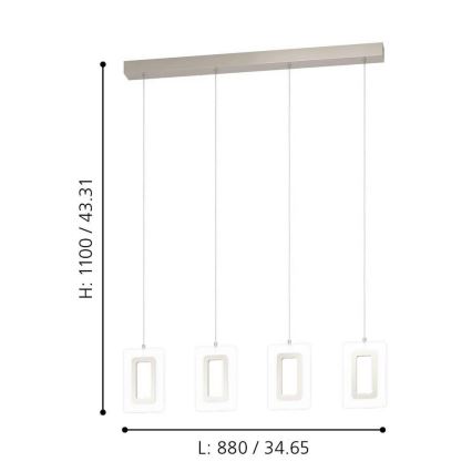 Eglo 99107 - Lámpara colgante LED ENALURI con cable 4xLED/5,4W/230V