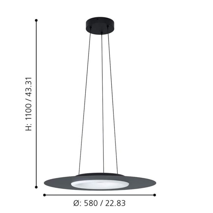 Eglo - Lámpara colgante LED RGB regulable con cable COMPO ROSSO-C LED/16W/230V