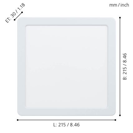 Eglo - Luminaria empotrada LED/16,5W/230V 21,6x21,6 cm